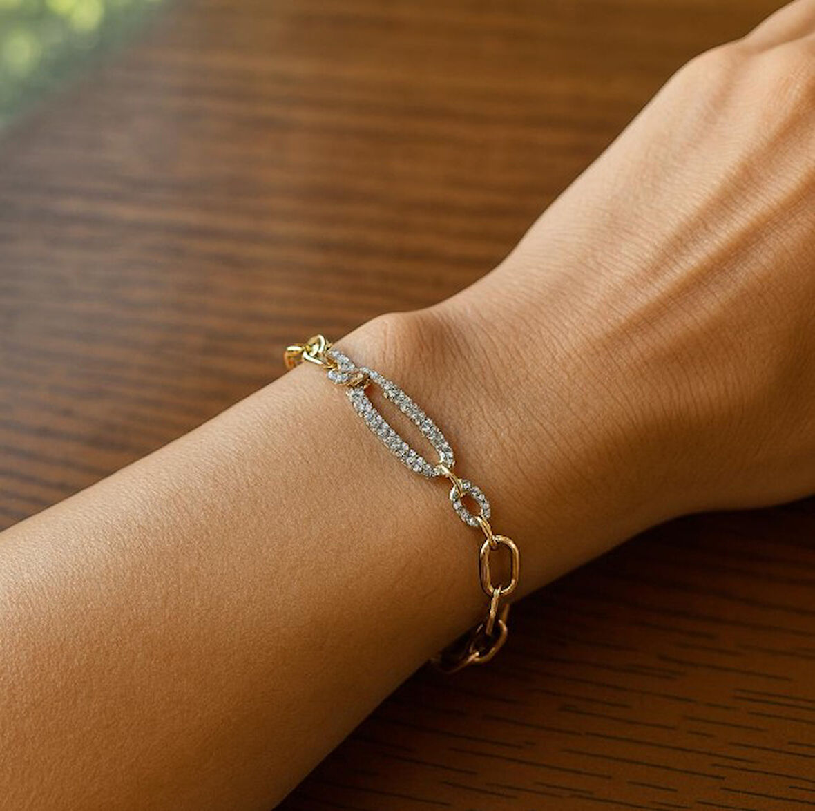 Taş Detaylı Zincir Tasarım Şık Bileklik