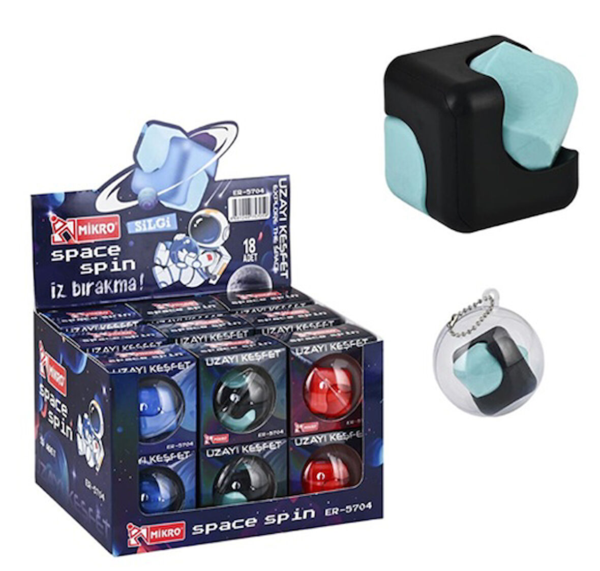 Mikro Space Spain Dönen Silgi Kutulu - 2 adet