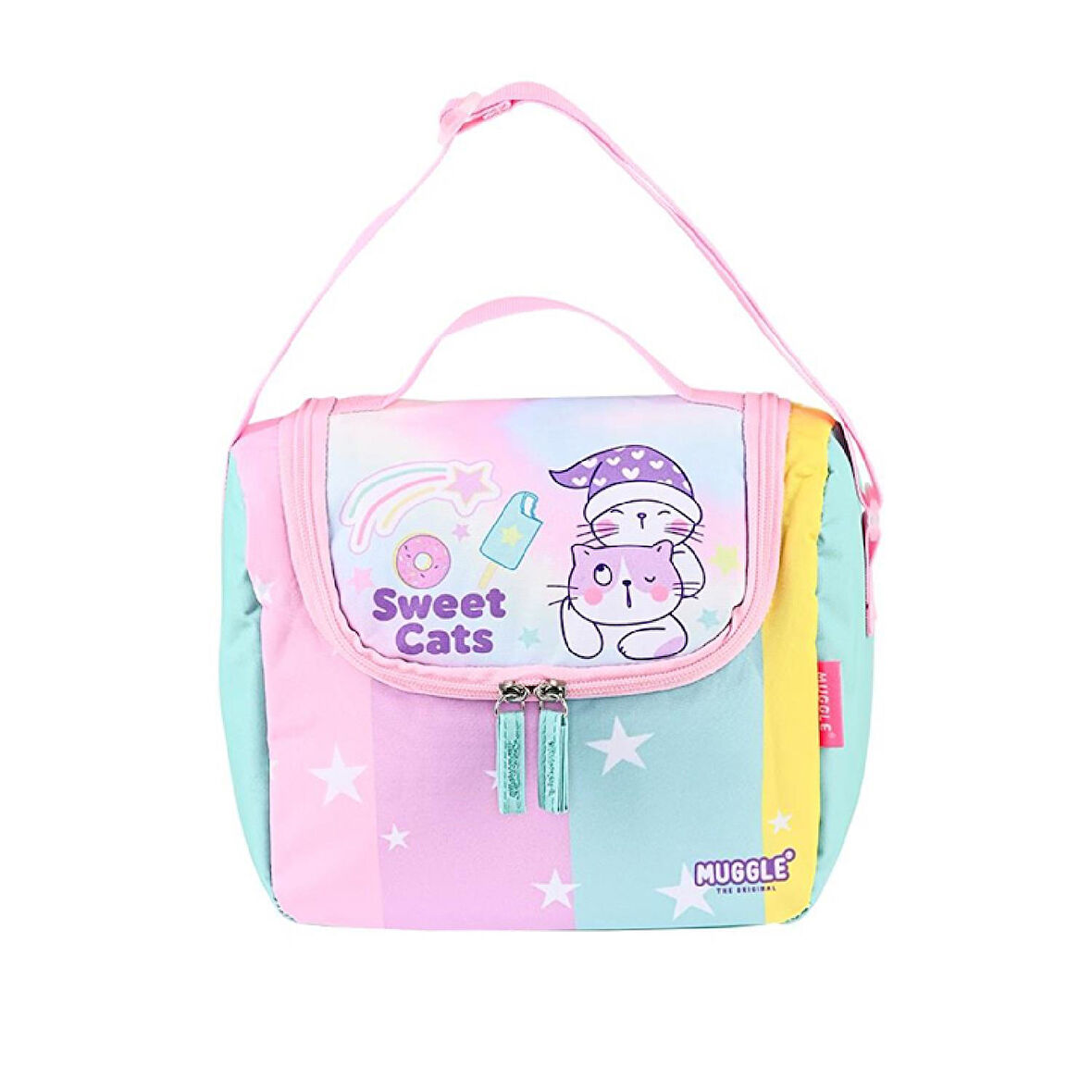 Muggle Tek Bölmeli Good Be Kind Termoslu Beslenme Çantası Pembe-Yeşil (MU-5736)