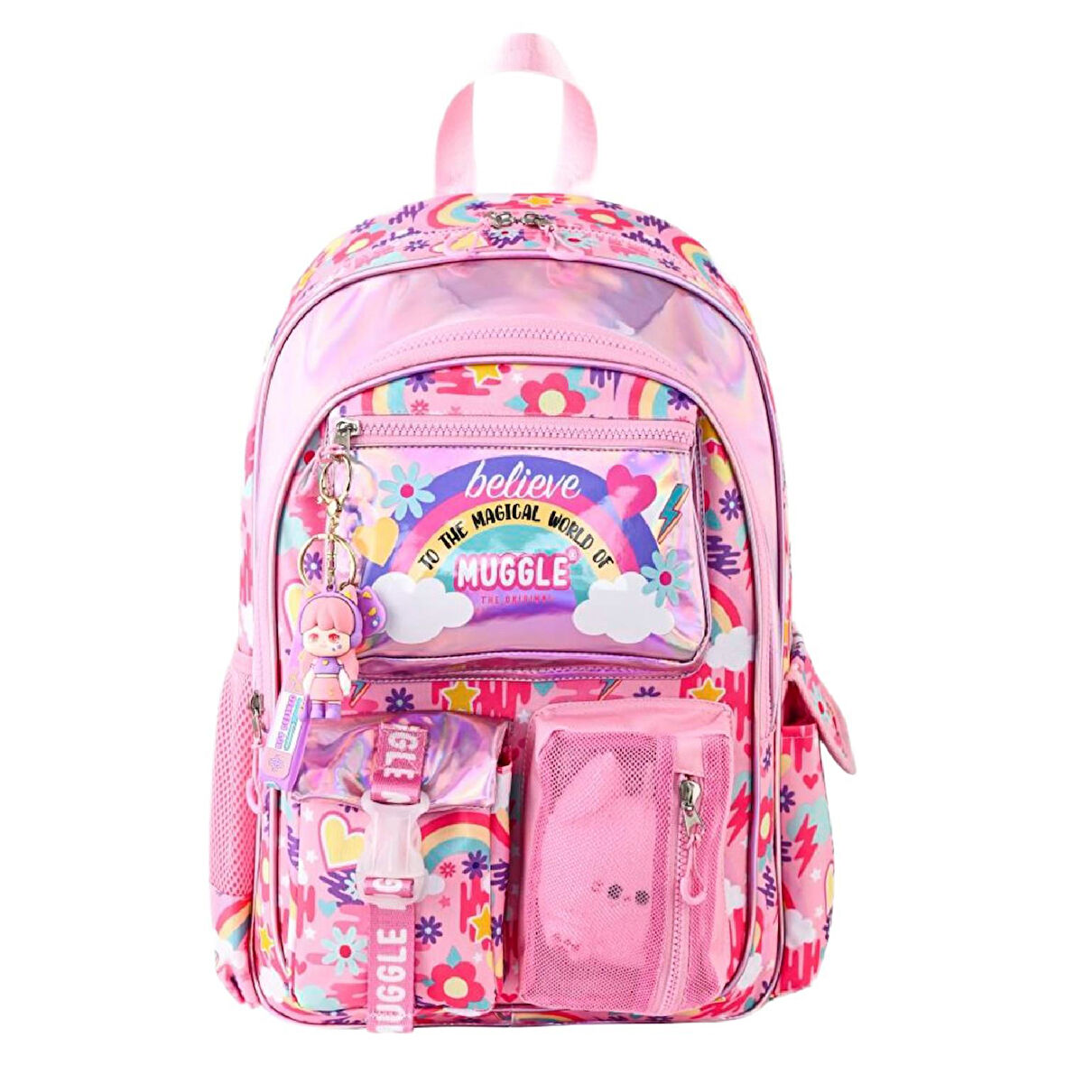 Muggle 3 Bölmeli Believe Magic Sırt Çantası Pembe (MU-5824)