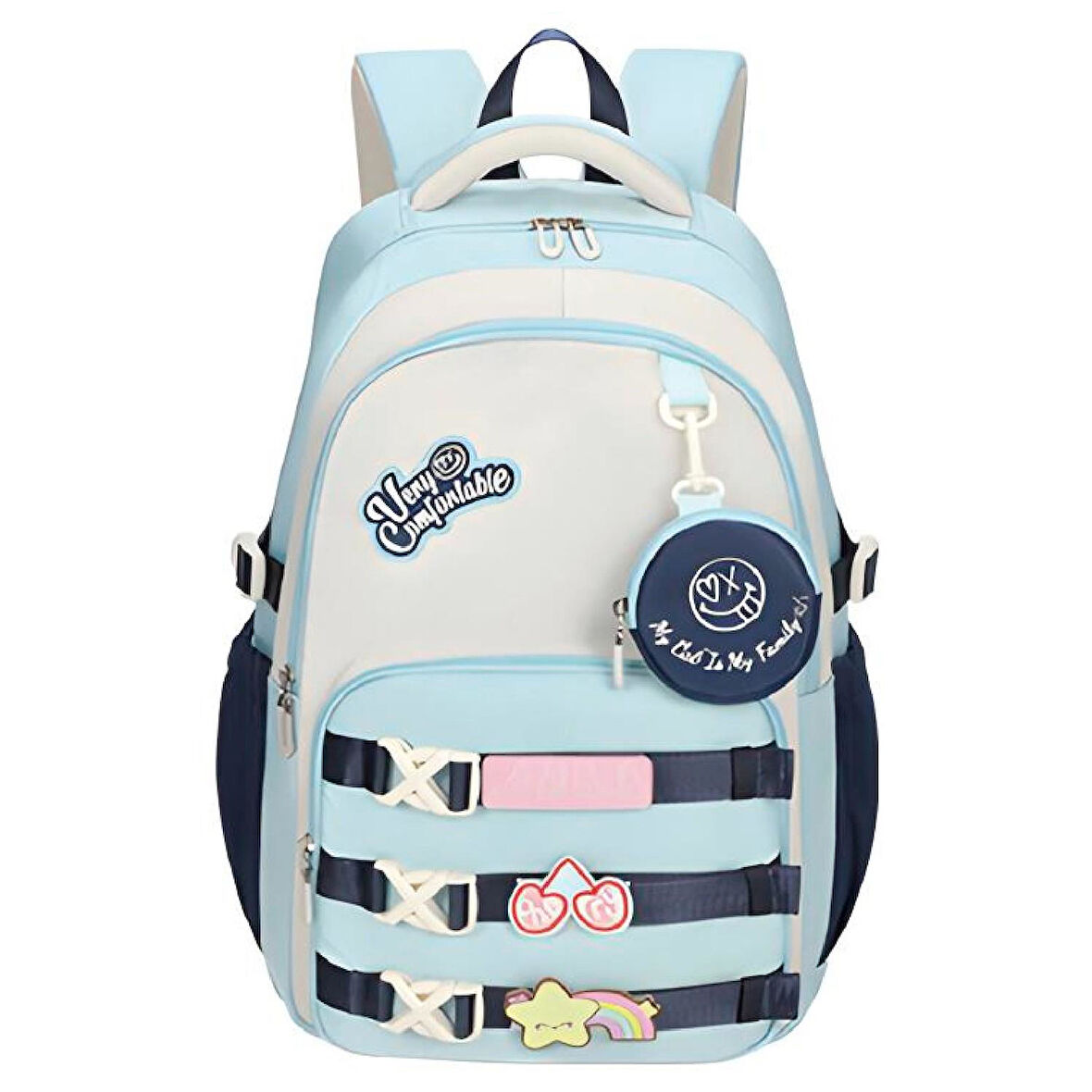 Muggle 3 Bölmeli Very Comfort Kolej Okul Sırt Çantası Turkuaz-Lacivert (MU-1728)