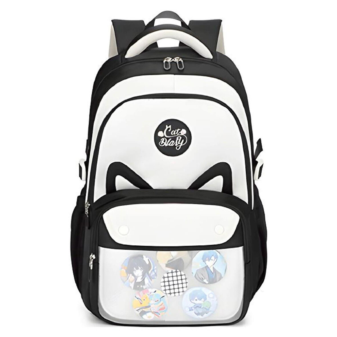 Muggle 3 Bölmeli Uniqe Cats Kolej Okul Sırt Çantası Siyah (MU-1827)