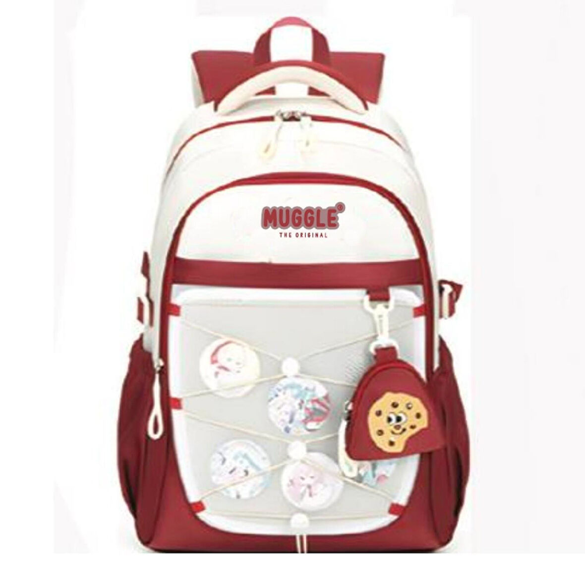 Muggle 3 Bölmeli Anime Girl Kolej Okul Sırt Çantası Bordo (MU-1940)