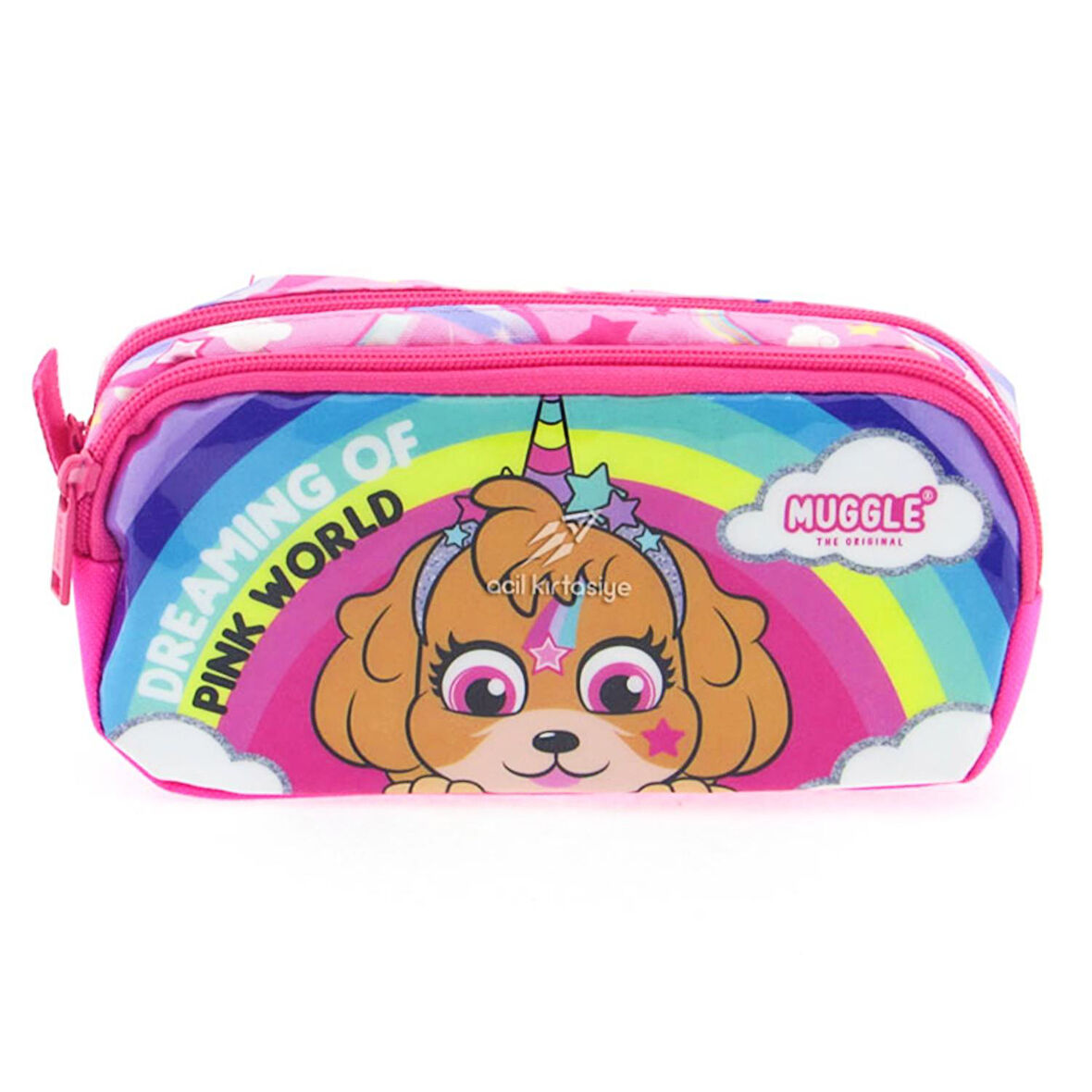 Muggle 2 Bölmeli Pink World Kalemlik (MU-9034)