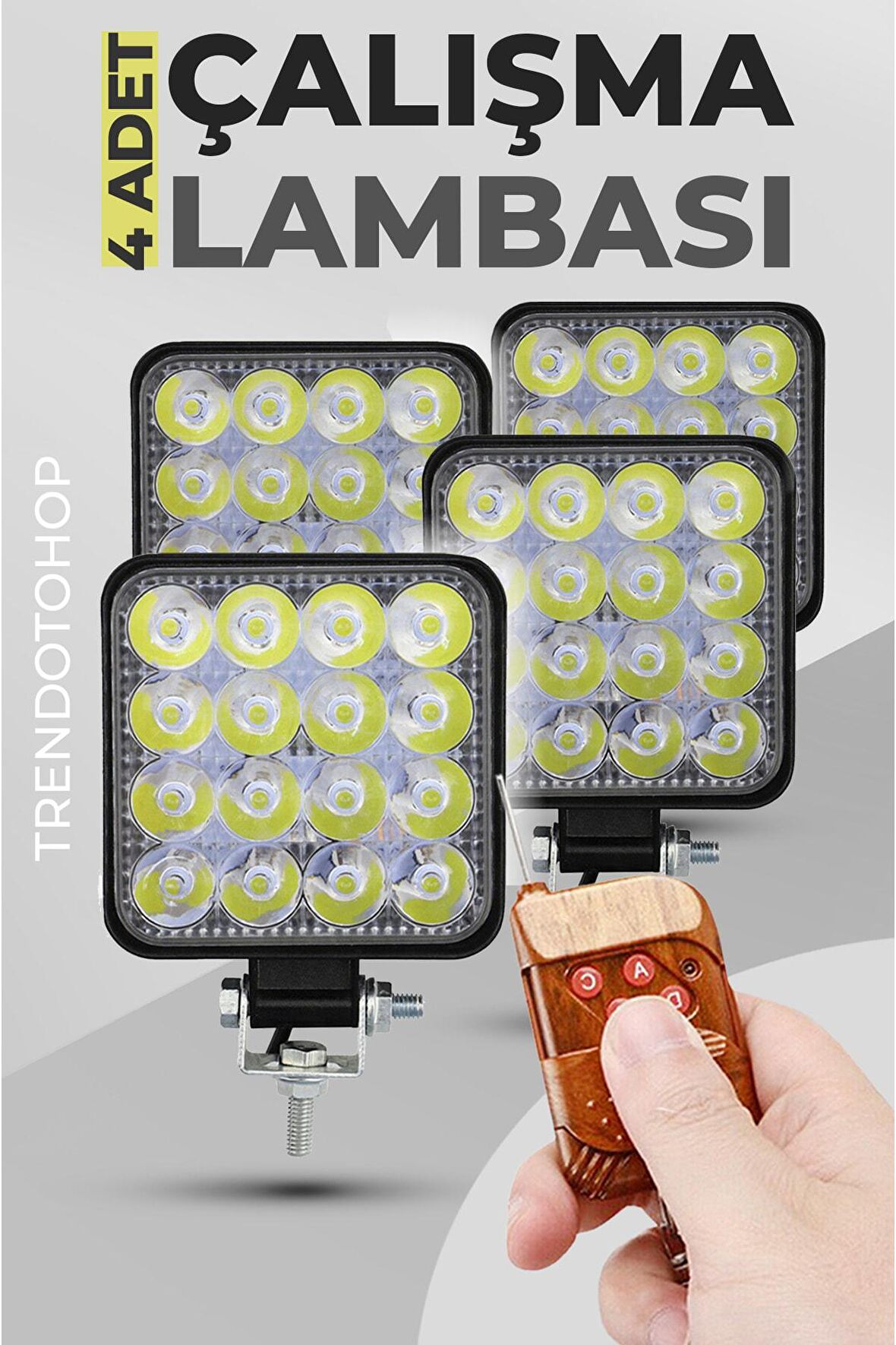 16 Led Off Road Çalışma Ve Sis Lambası 4'lü 48w 12-24v Farklı Yanış Modlarına Sahip Kumandalı Set