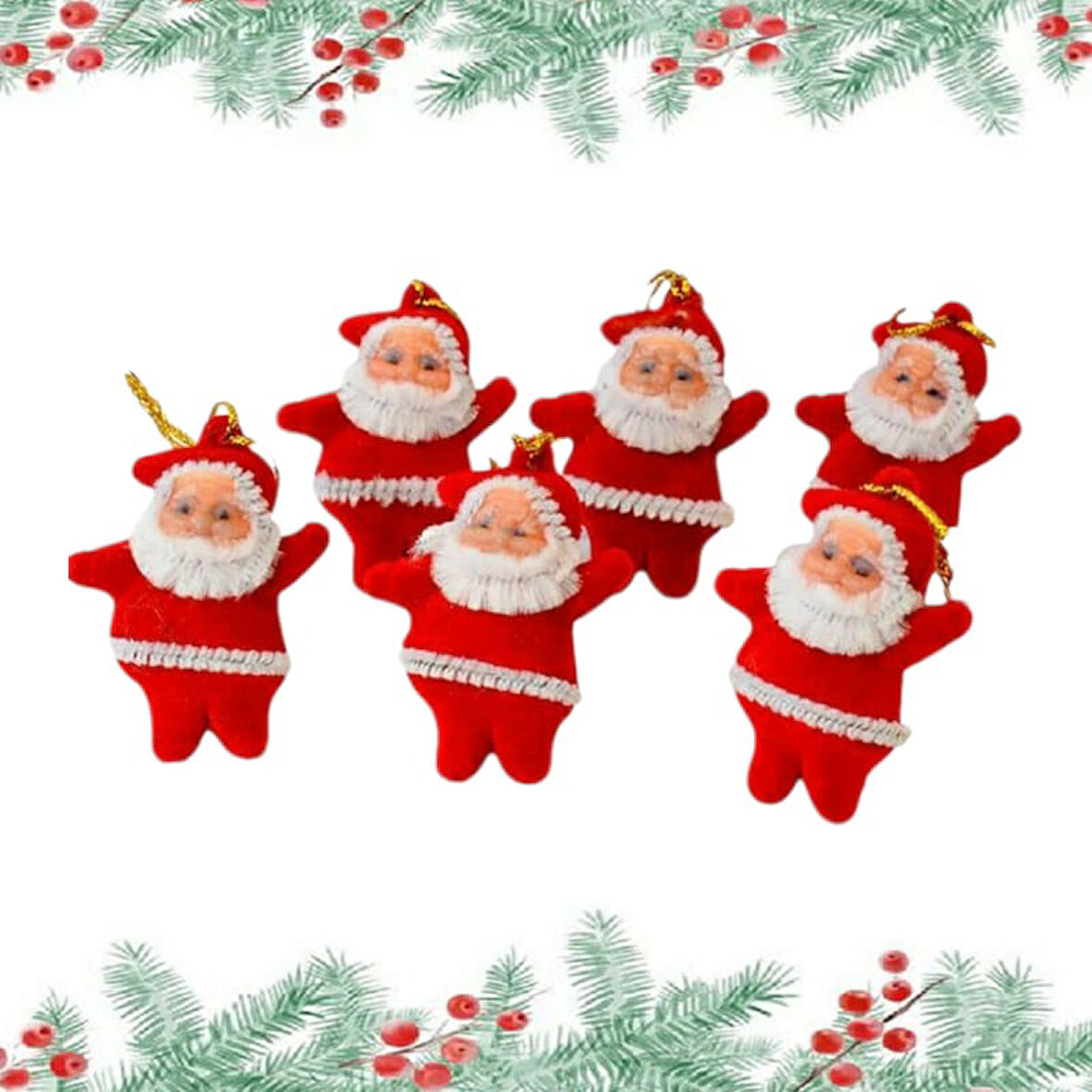 Yılbaşı Noel Baba Süs 6lı pk Kırmızı 5cm