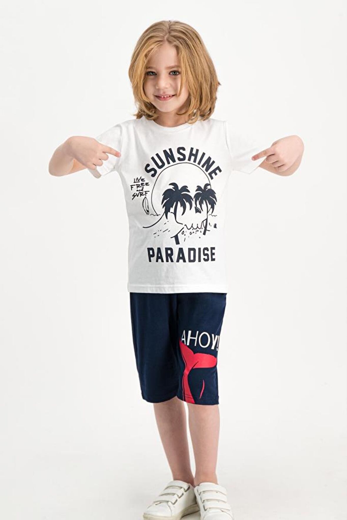 Sunshine Paradise Krem Erkek Çocuk Kapri Takım RP1681-C