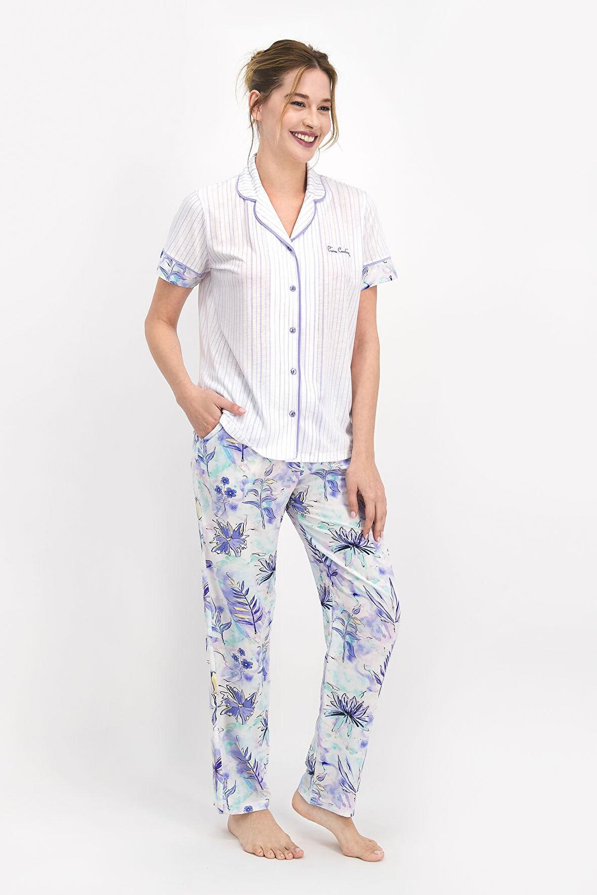 Pierre Cardin Floral Pattern Lila Kadın Gömlek Pijama
