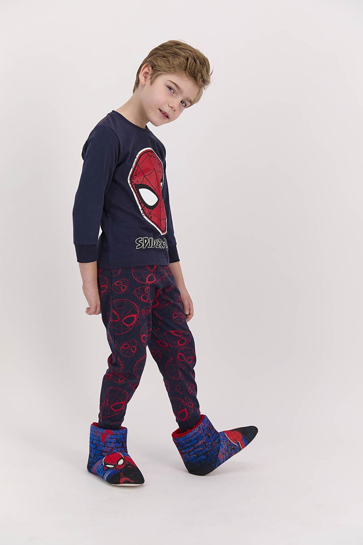 Spiderman Lisanslı Lacivert Erkek Çocuk Pijama Takımı