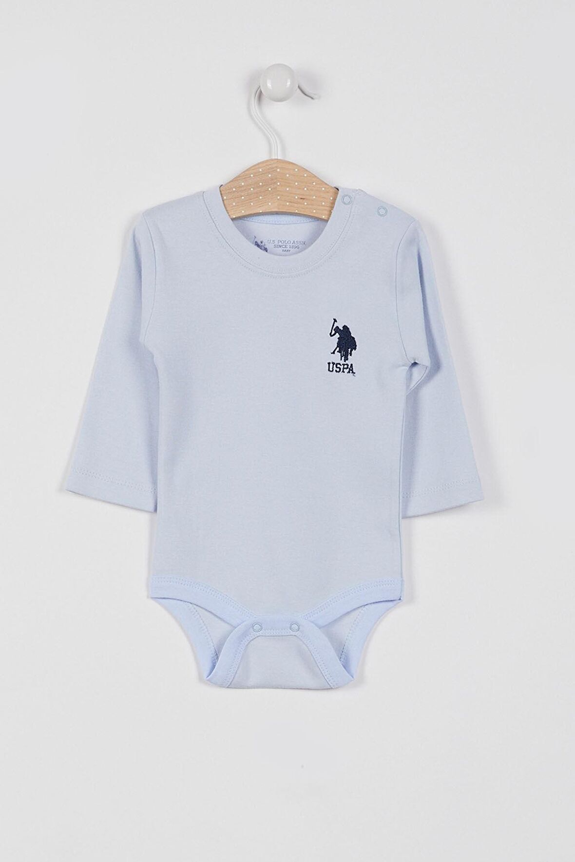 U.S. Polo Assn Lisanslı Açık Mavi Kız Bebek Uzun Kol Body Zıbın