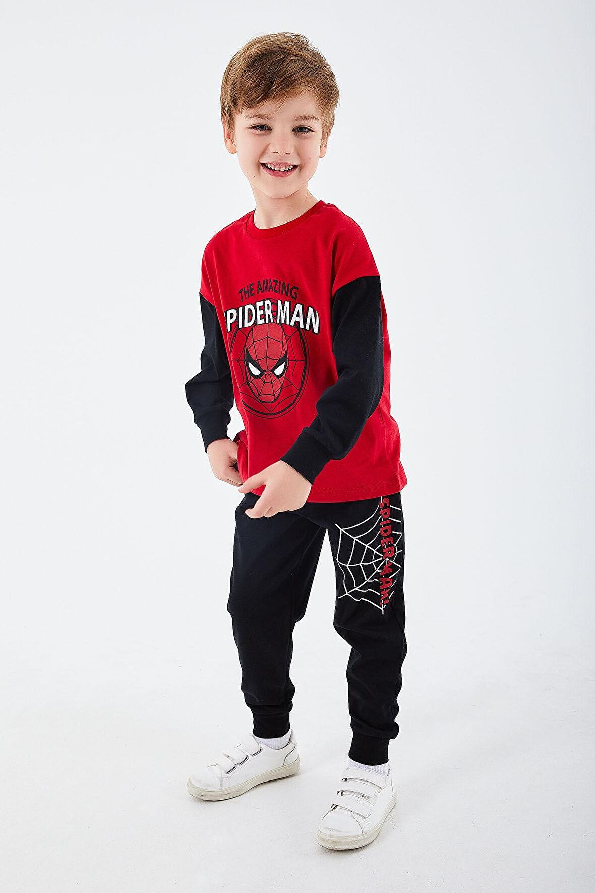 Marvel Comics Spider Man The Amazing Kırmızı Erkek Çocuk Uzun Kol Pijama Takım