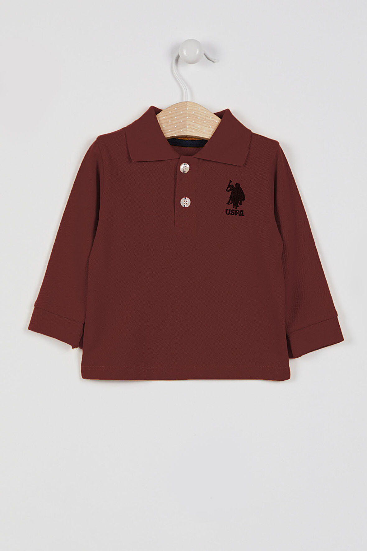 U.S. Polo Assn Lisanslı Classic Bordo Erkek Bebek Uzun Kol Yakalı Sweatshirt