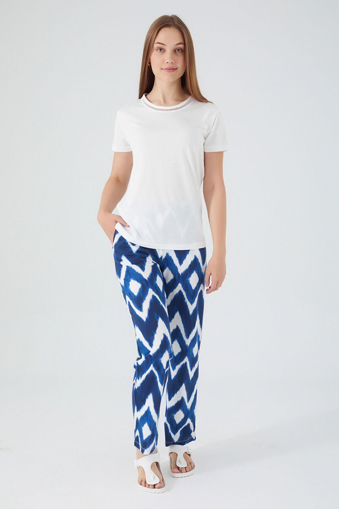 Arnetta Rhythmic Krem Kadın Kısa Kol Pijama Takım