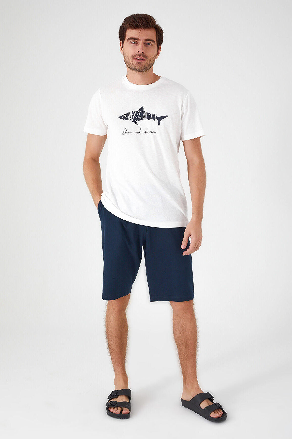 Arnetta Dance With Waves Krem Erkek Bermuda Takım