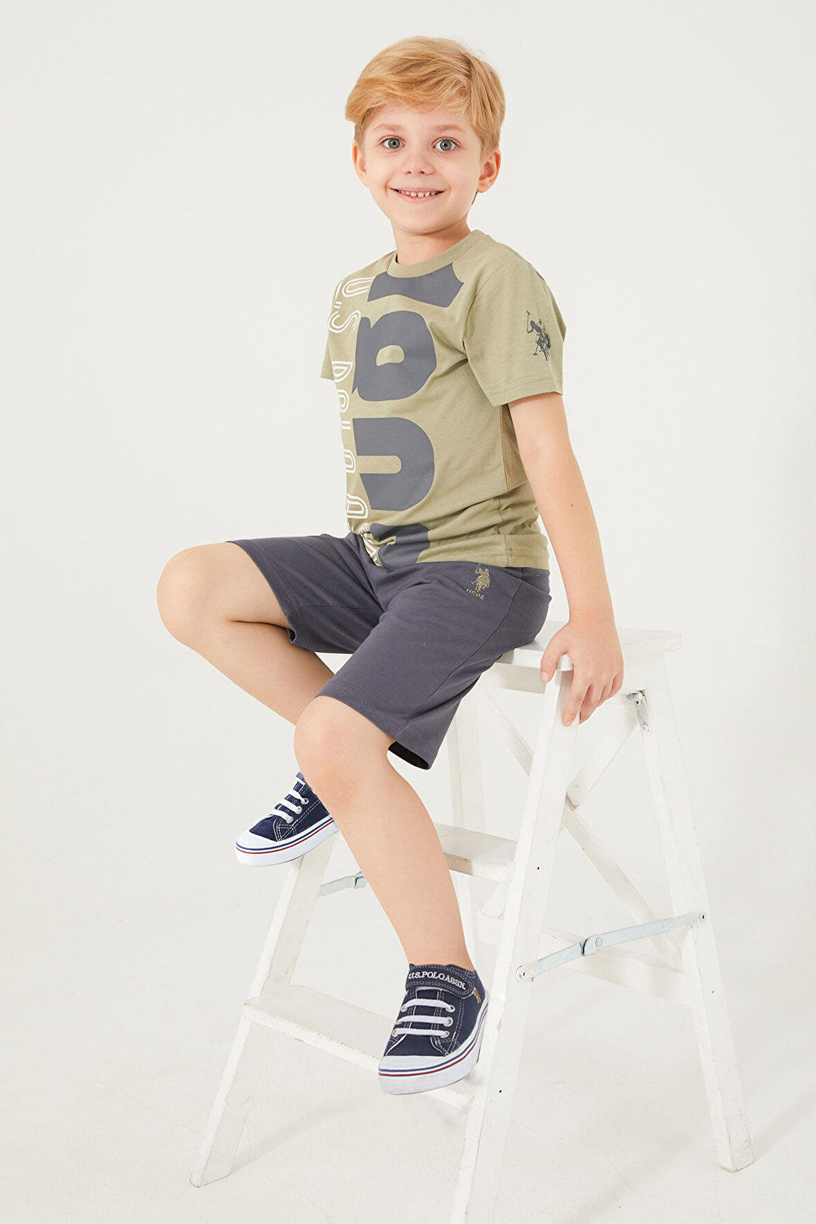 U.S. Polo Assn Big Written Açık Haki Erkek Çocuk Bermuda Takım