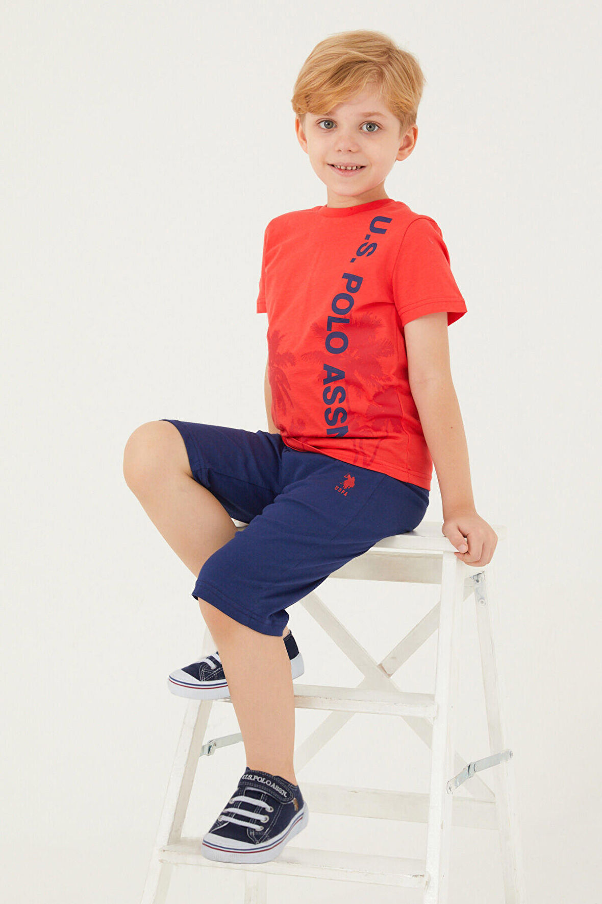 U.S. Polo Assn Pomegranate Flower Nar Rengi Erkek Çocuk Kapri Takım