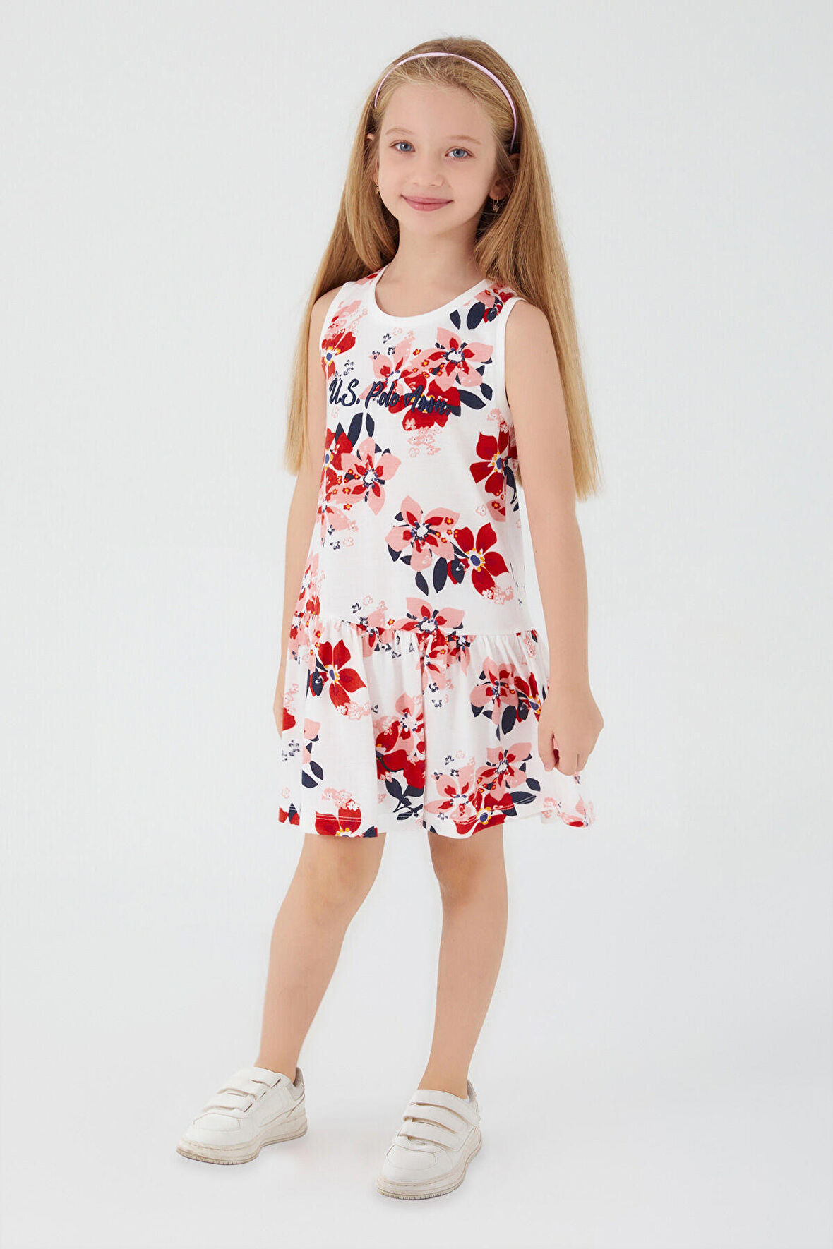 U.S. Polo Assn Flower Texture Krem Kız Çocuk
