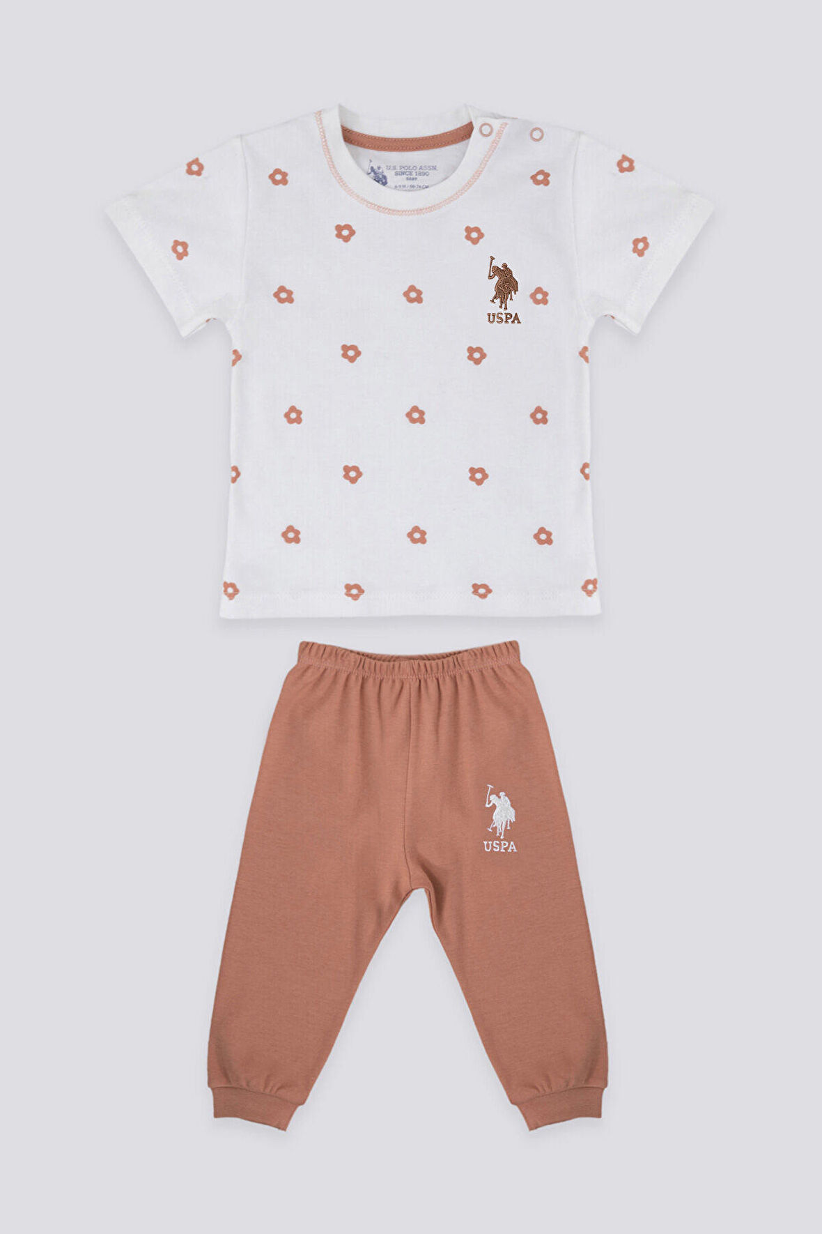 U.S. Polo Assn Cream Shades Krem Bebek Tshirt Takım