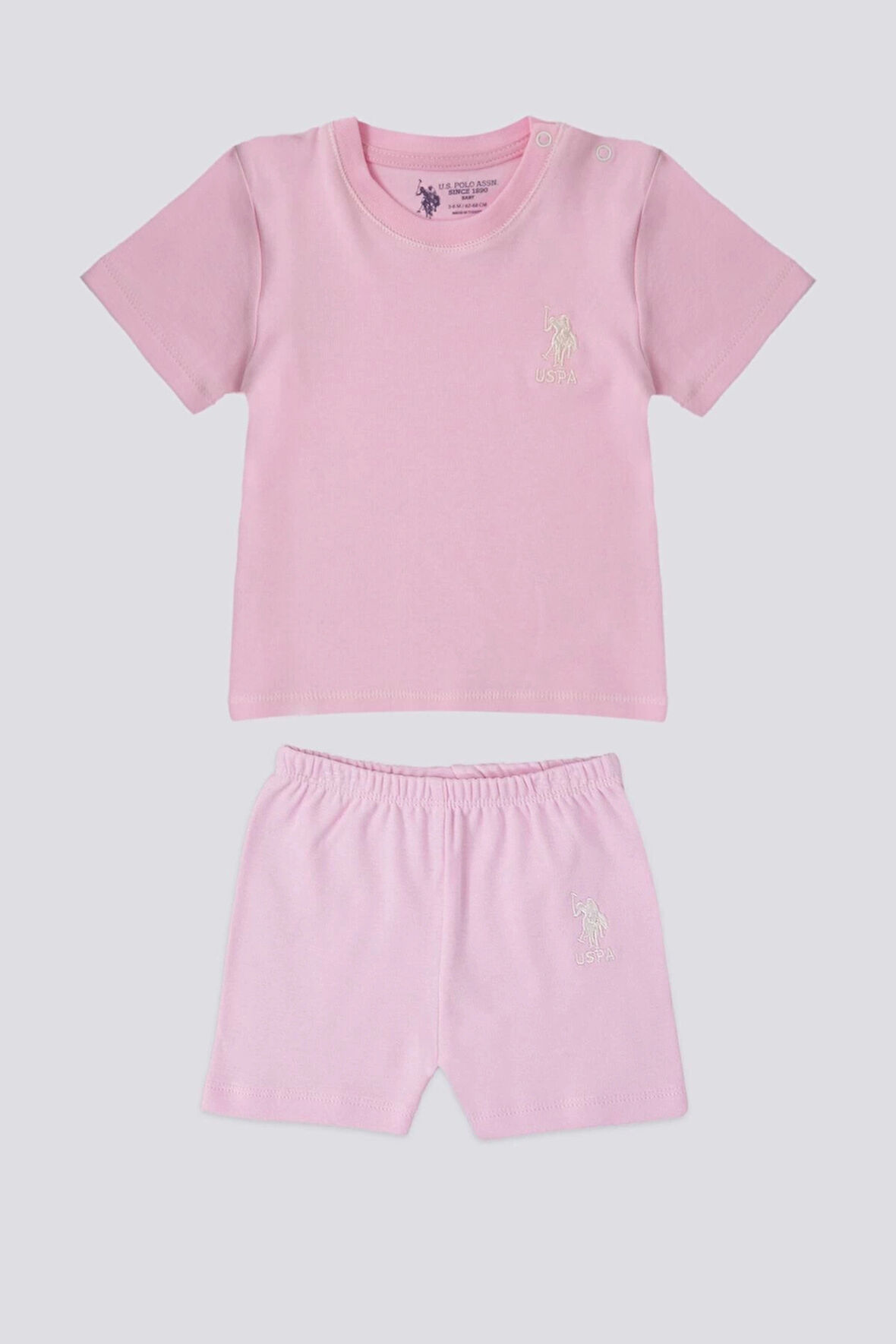 KIZ BEBEK 2 Lİ KISA KOL t-shirt TAKIM - AÇIK PEMBE