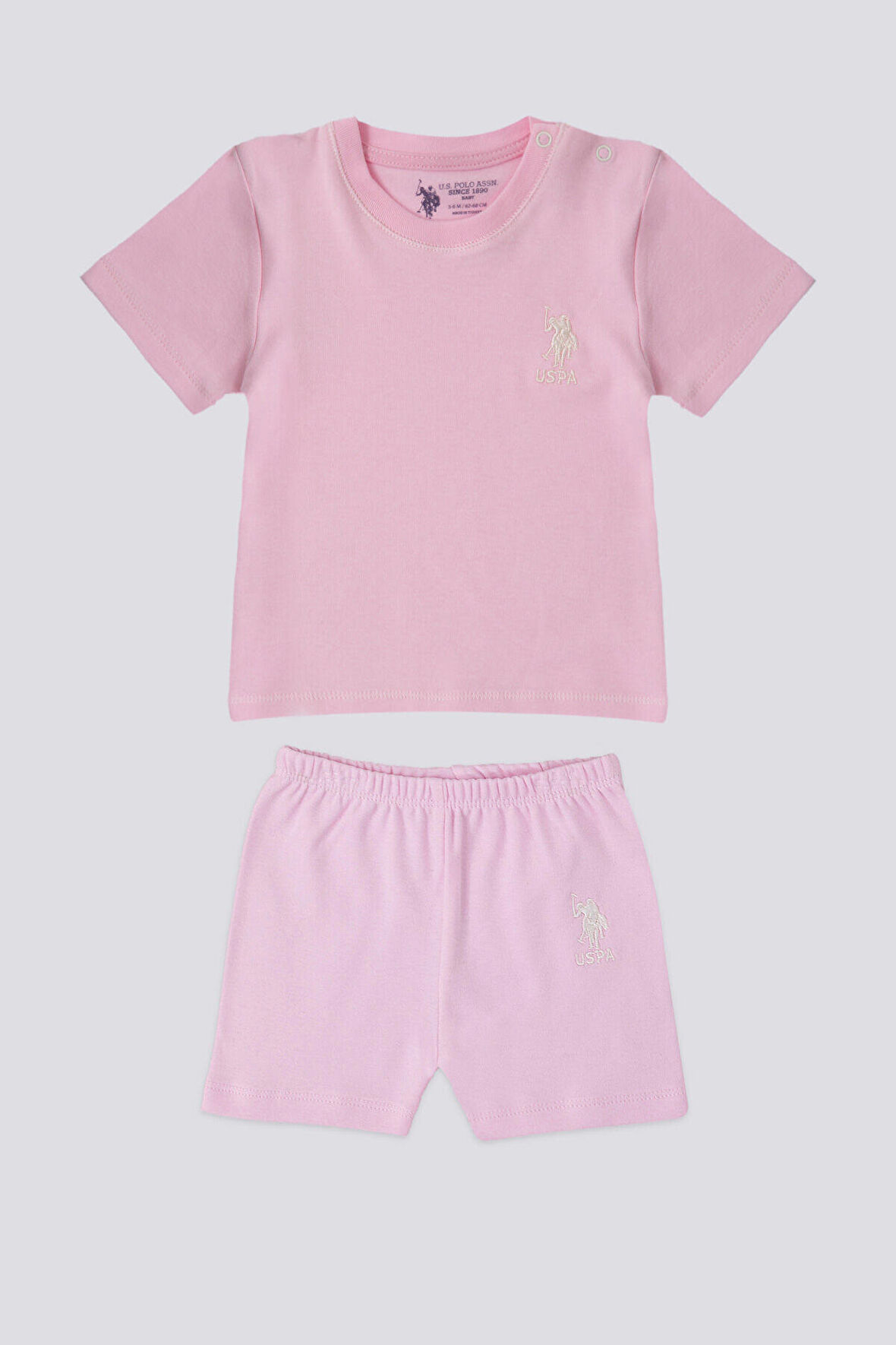 U.S. Polo Assn Candy Pink Açık Pembe Bebek Tshirt Takım