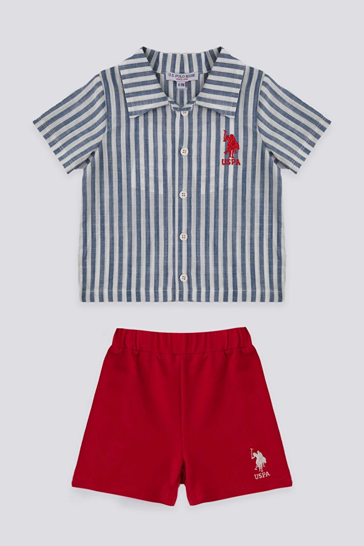 ERKEK BEBEK 2 Lİ KISA KOL T-SHIRT TAKIM - MAVİ ÇİZGİLİ STOK KUMAŞ