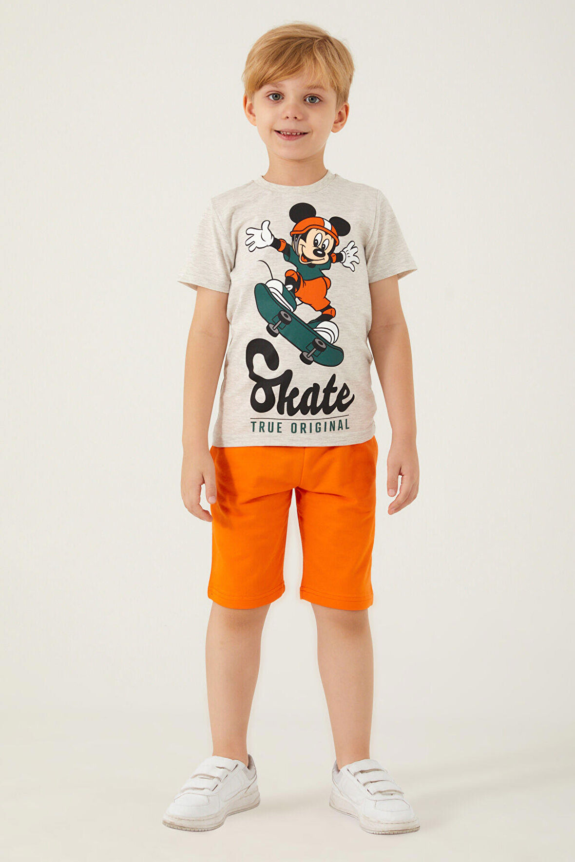 Mickey Mouse Skate Gri Erkek Çocuk Bermuda Takım