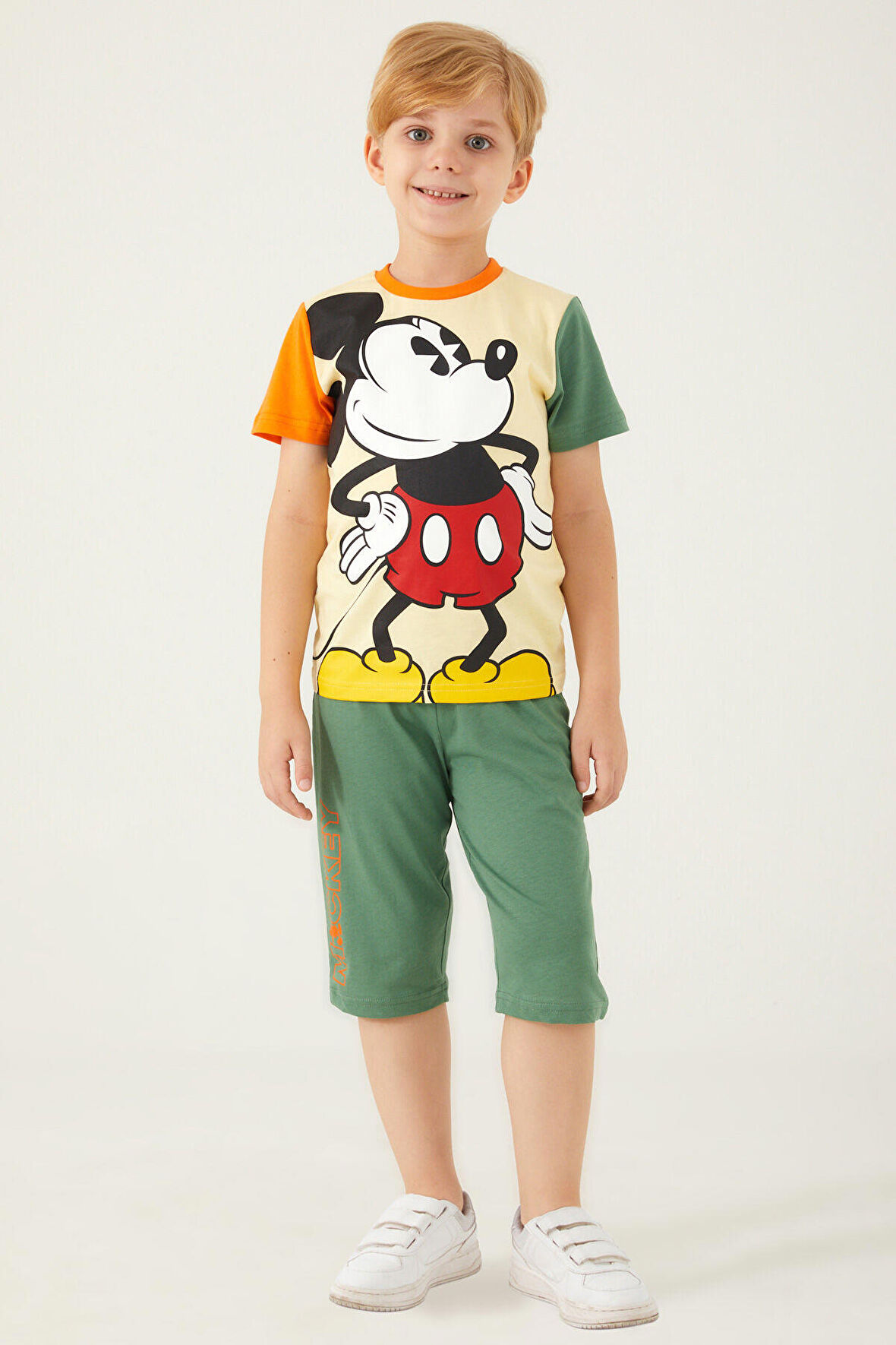Mickey Mouse Mouse Açık Sarı Melanj Erkek Çocuk Kapri Takım
