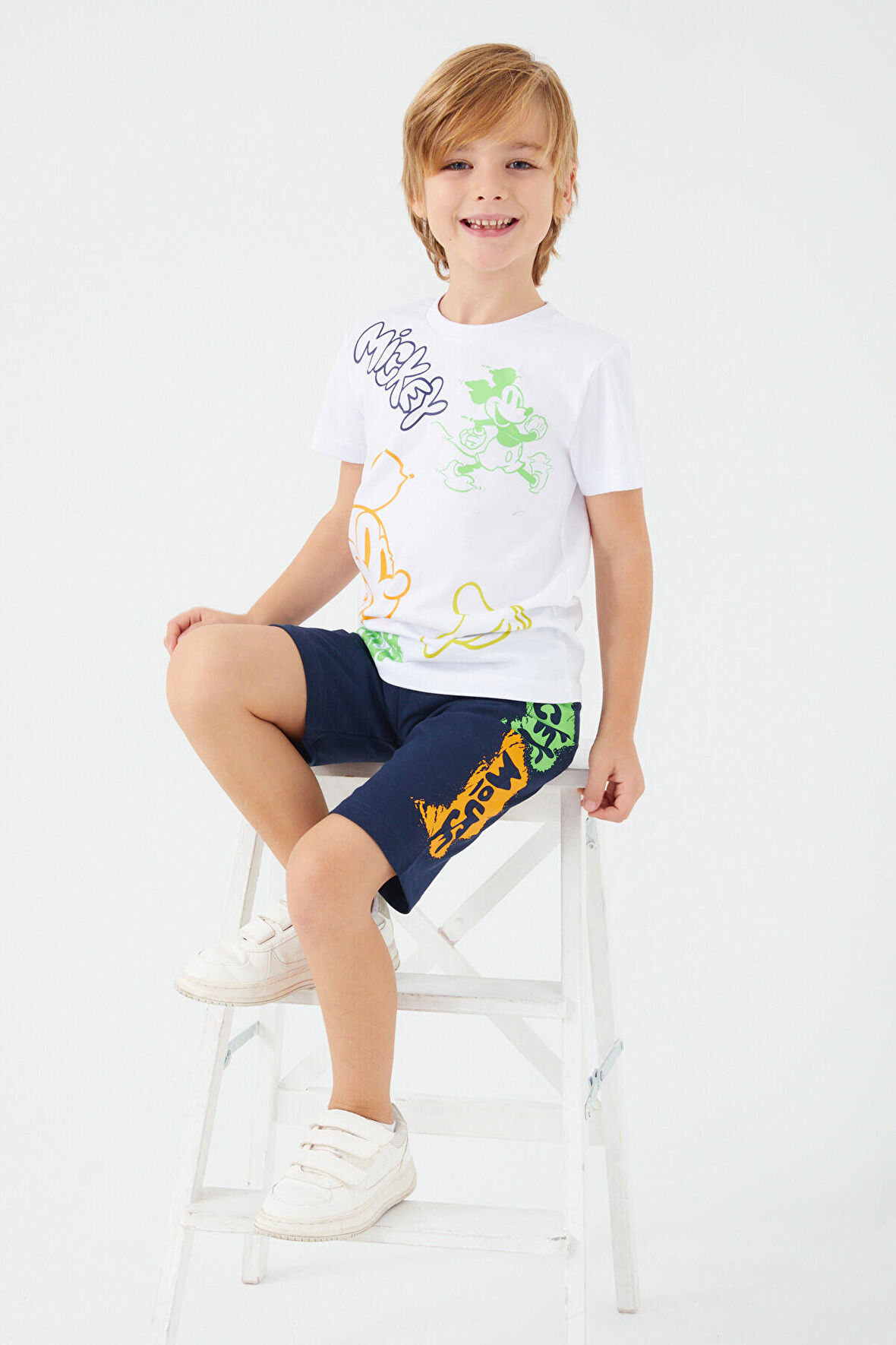 Mickey Mouse Stay Fresh Beyaz Erkek Çocuk Bermuda Takım