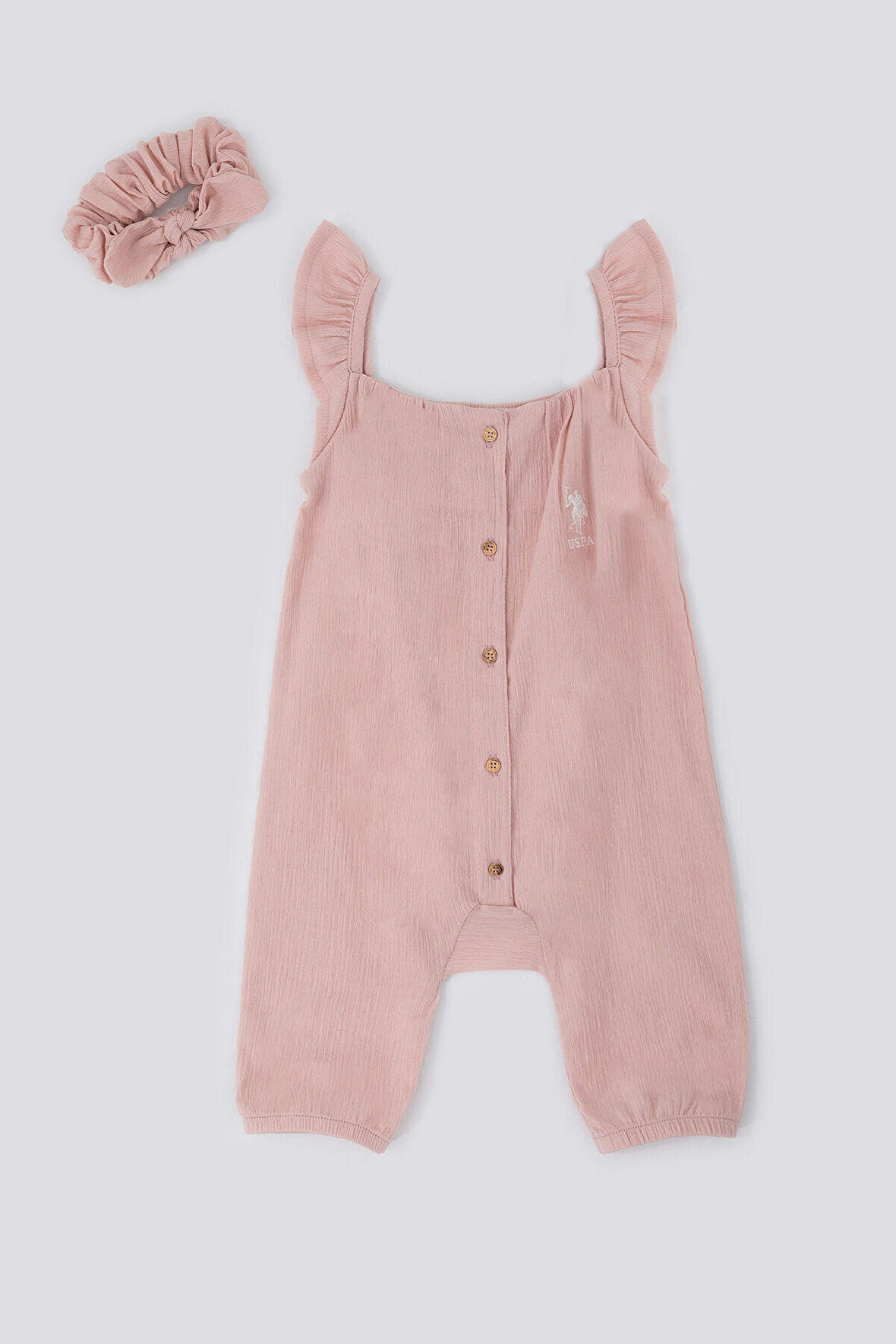 U.S. Polo Assn Sweet Candy Pembe Bebek Bandanalı Salopet Takım