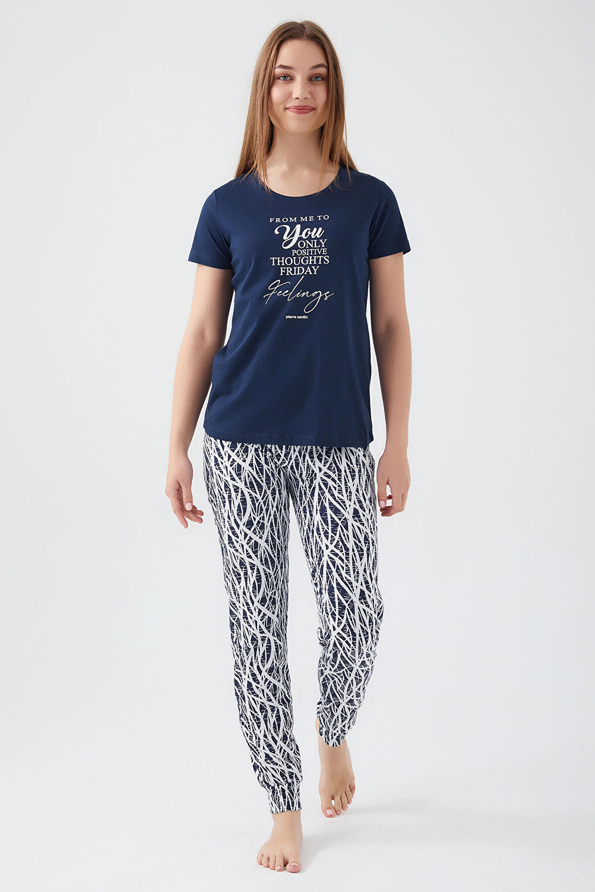 Pierre Cardin Friday Feelings Lacivert Kadın Kısa Kol Pijama Takım