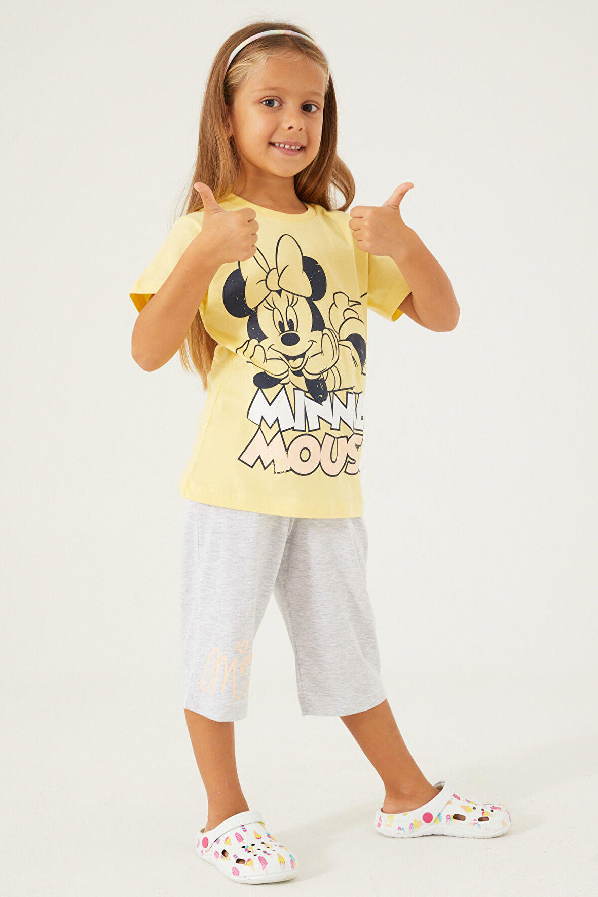 Minnie Mouse Sweet Candy Minnie Sarı Kız Çocuk Kapri Takım
