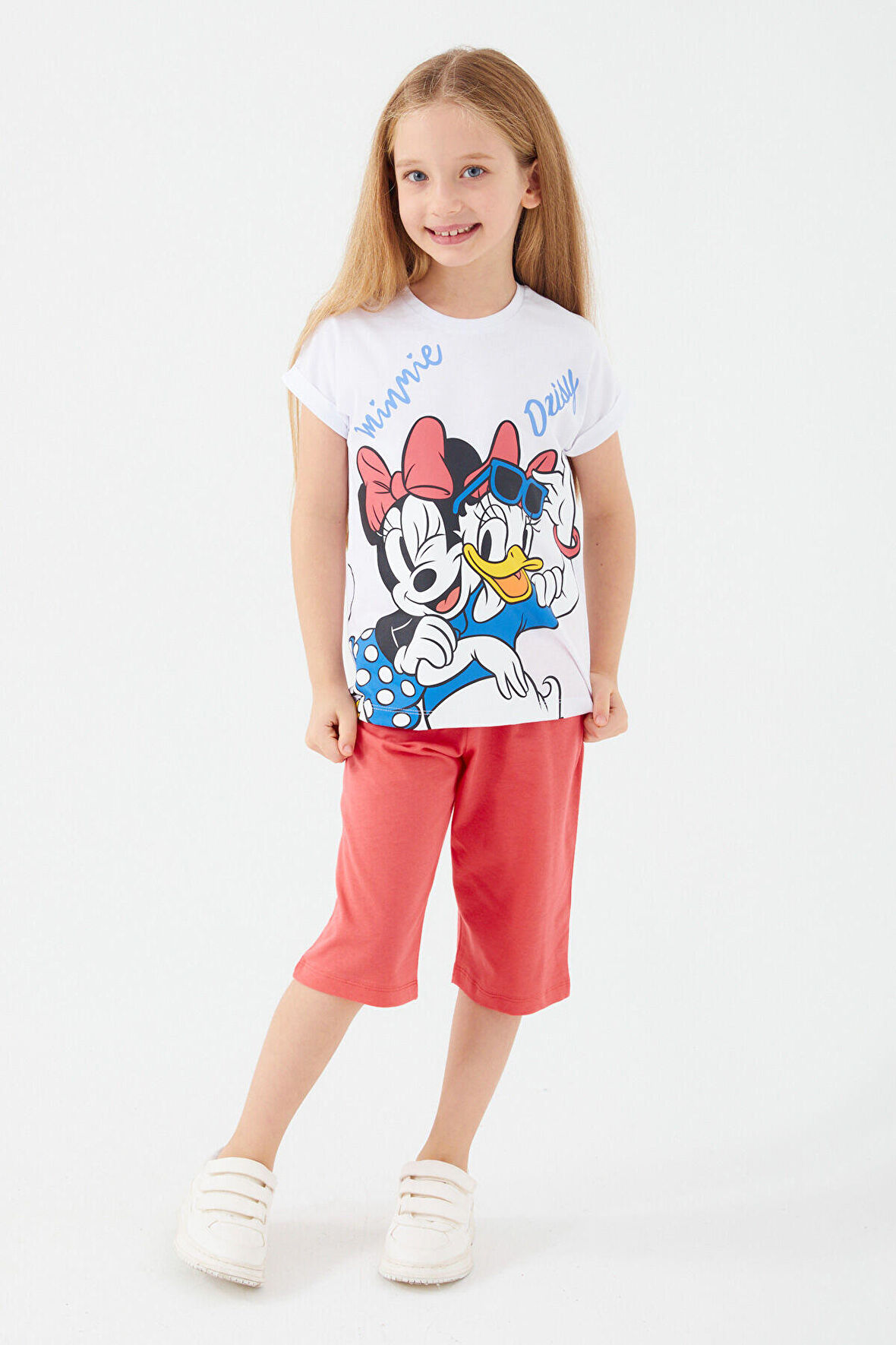 Minnie Mouse Minnie And Daisy Beyaz Kız Çocuk Kapri Takım