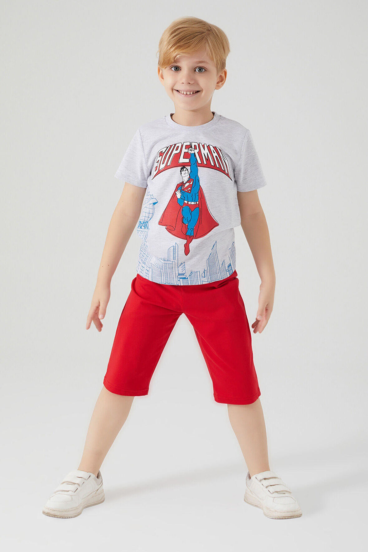 Superman Buildings Gri Erkek Çocuk Kapri Takım