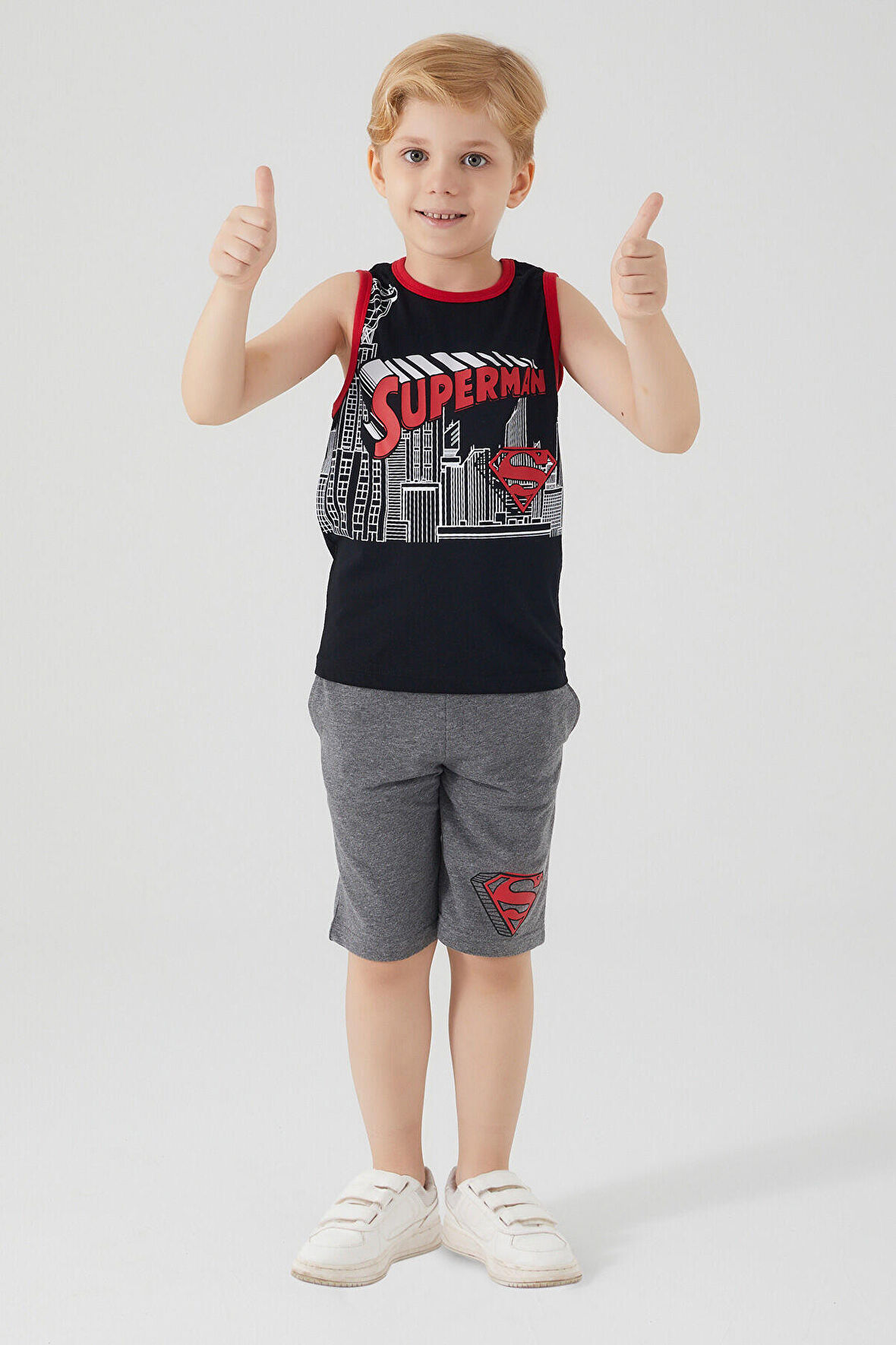 Superman Buildings Siyah Erkek Çocuk Bermuda Takım