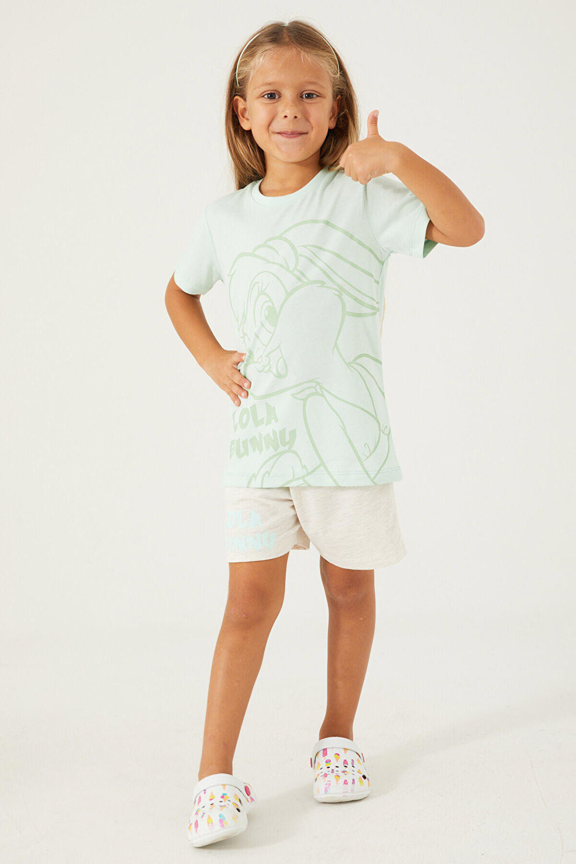 Looney Tunes Lola Bunny  Açık Yeşil Kız Çocuk Şort Takım