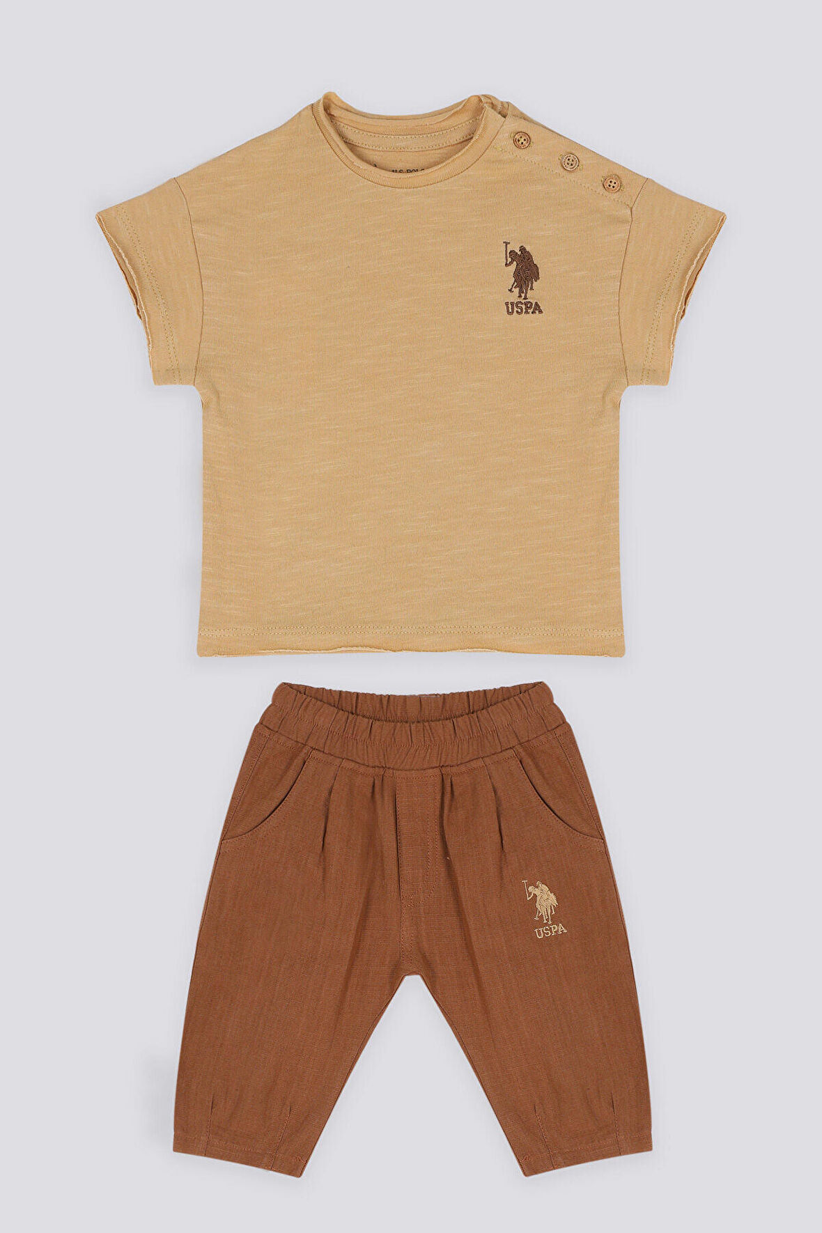 The Elegance Of Khaki Kahve Erkek Bebek Tshirt Pantolon Takım