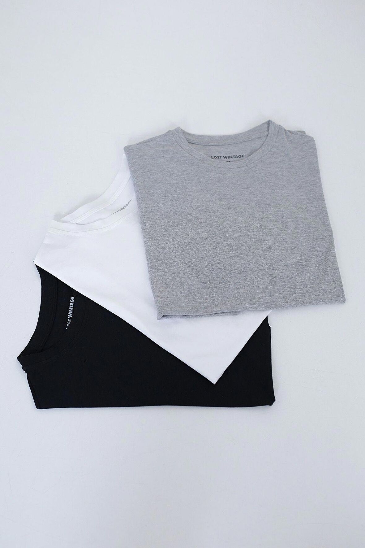 Basic Regular Kalıp Bisiklet Yaka Unisex %100 Pamuk 3'lü T-shirt