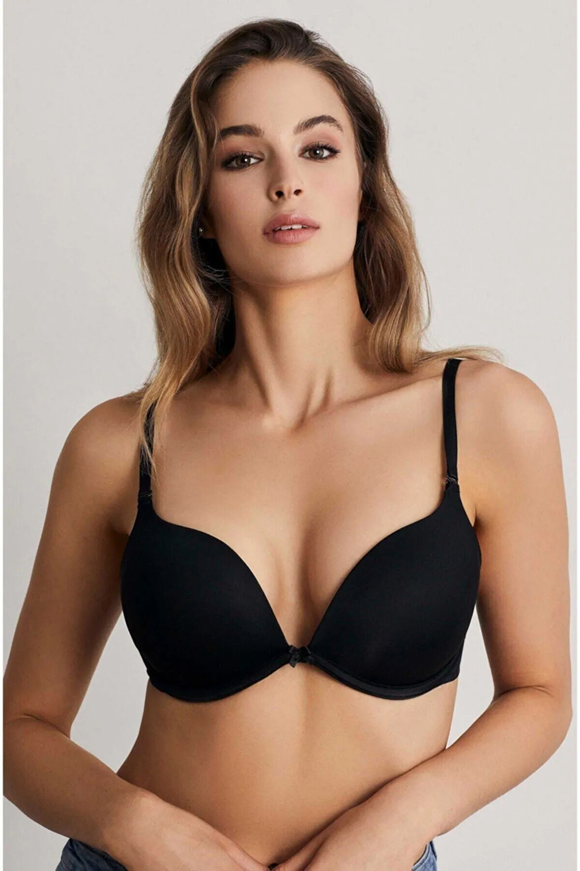 Kadın Siyah Lilyum Kulaklı Double Push-up Destekli Sütyen