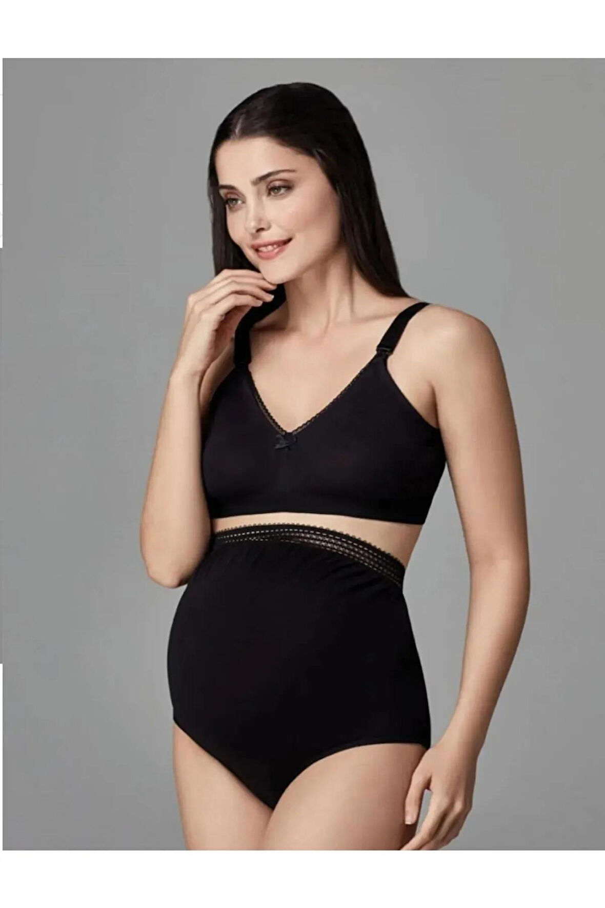 Eros 511 Siyah Pamuklu Dantel Detaylı Hamile Külot