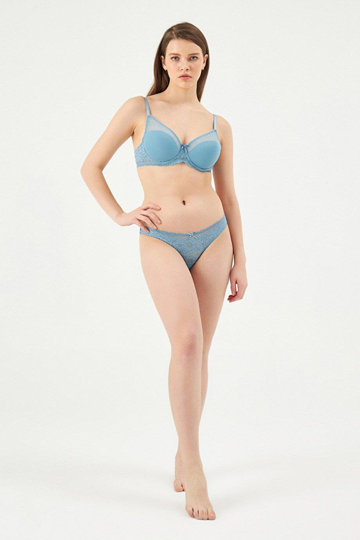 Eros 924 Mavi Rebecca Balenli Kaplı Toparlayıcı Sütyen Takımı