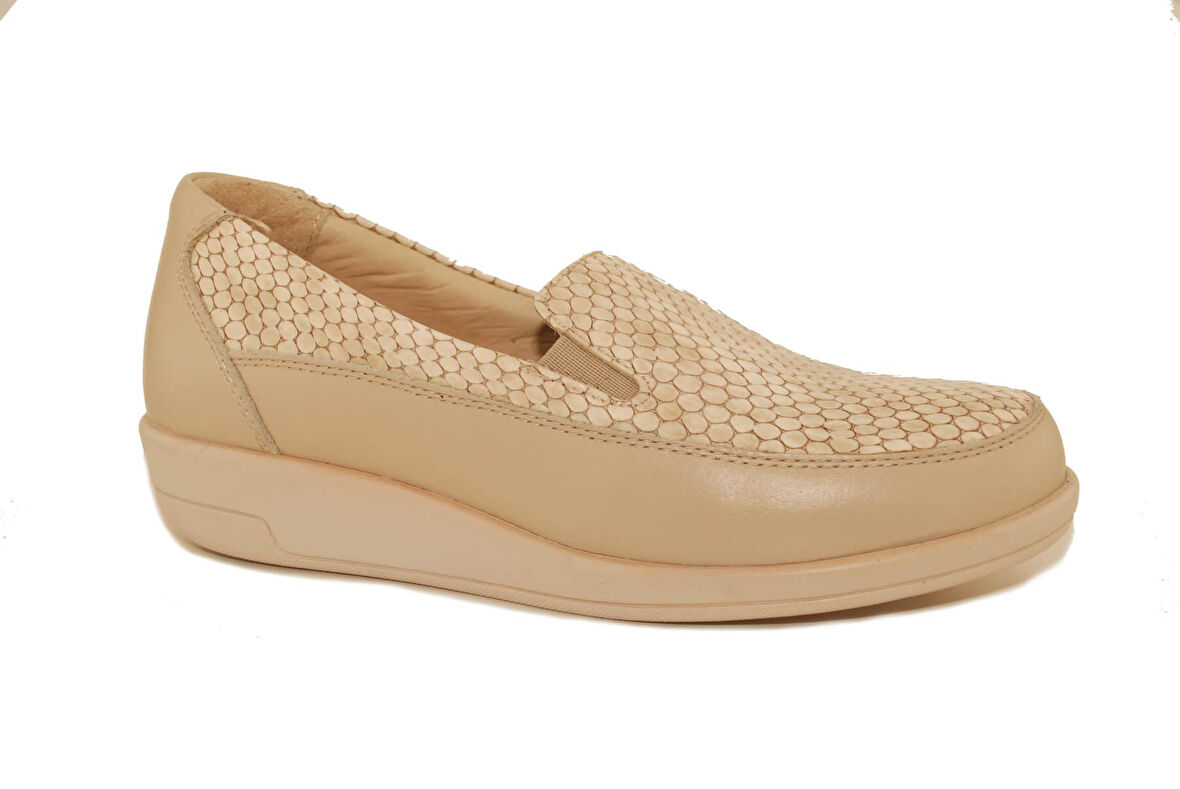 Dr.Comfort 2004 Diyabetik-Ortopedik Kadın Deri Ayakkabı Bej Deri-Bej Crocco
