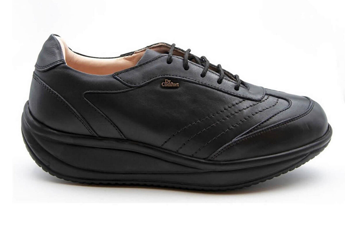 Dr.Comfort 5000 Diyabetik-Ortopedik Rocker Bottom Taban Kadın Deri Ayakkabı Siyah