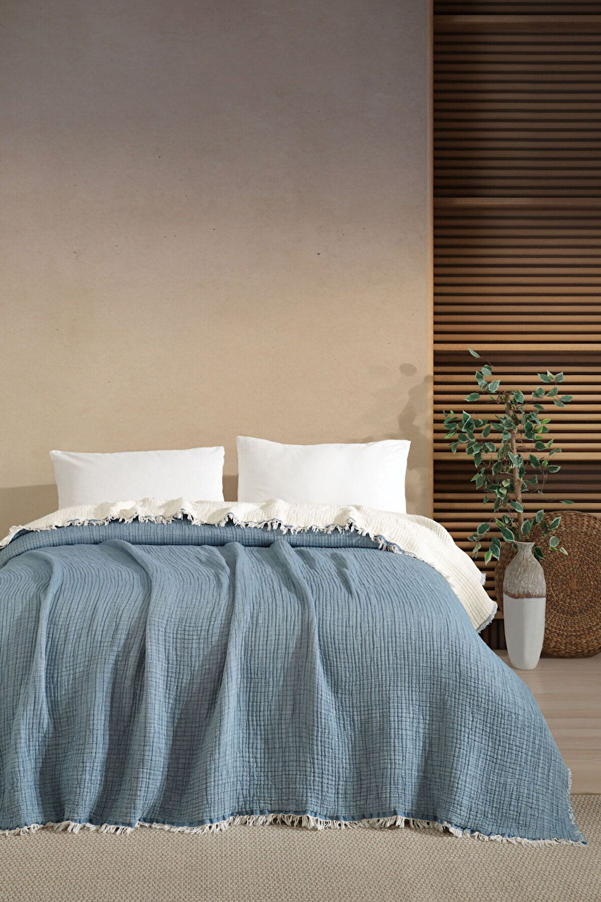 Varol Tek Kişilik 5 Katlı %100 Pamuk Müslin Yatak Örtüsü 