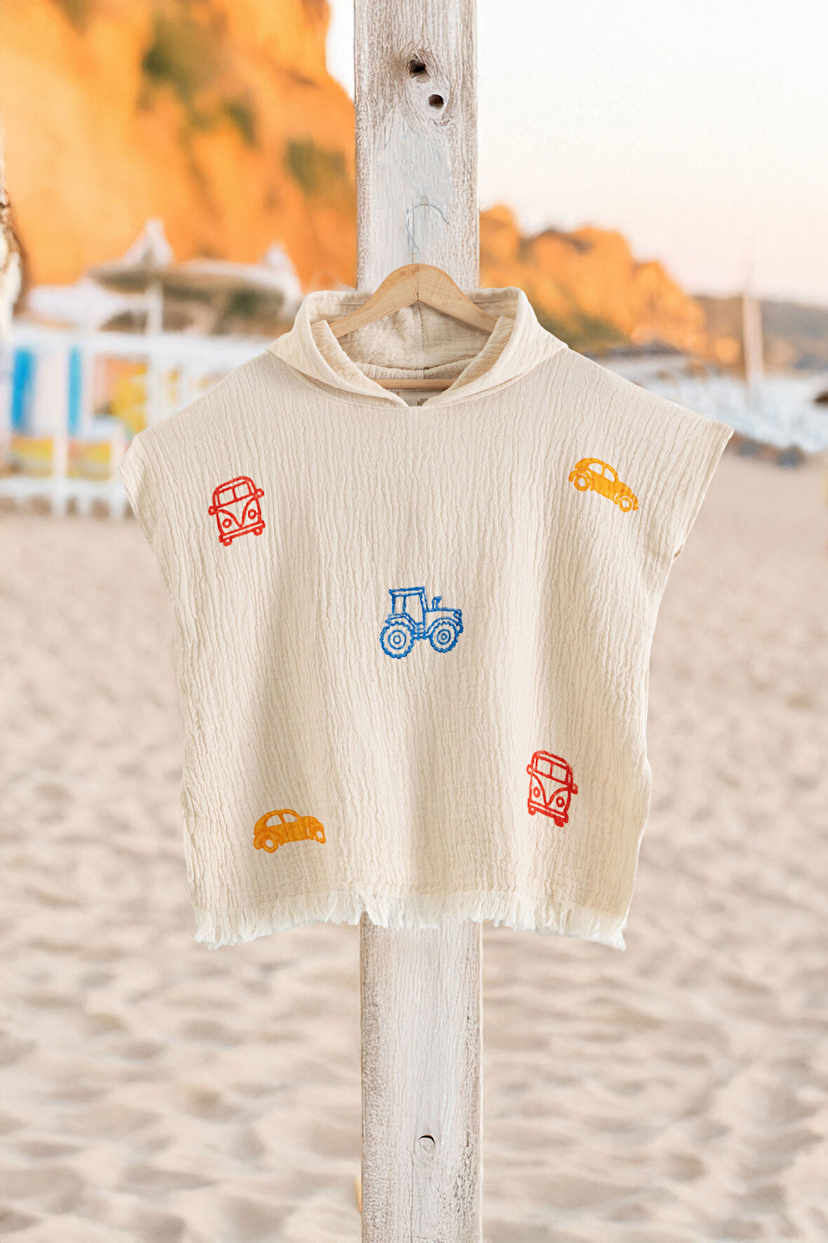 Varol Organik %100 Pamuk Müslin Çocuk Panço - Traktör