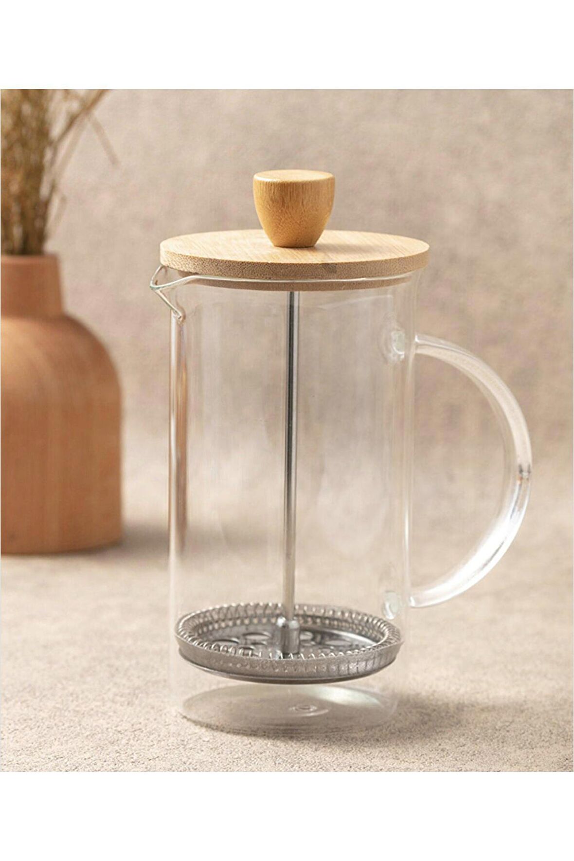 Bambu Kapaklı Cam French Press