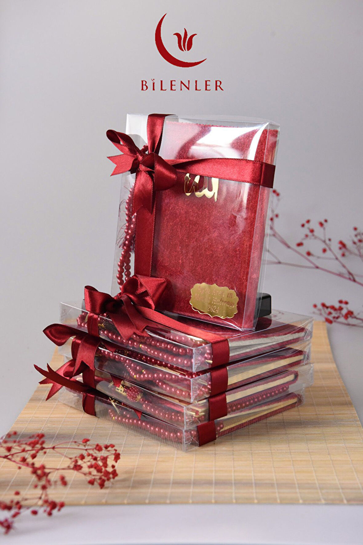 Kutulu Kadife Yasin Ve Tesbih Seti 1 Adet- Kırmızı