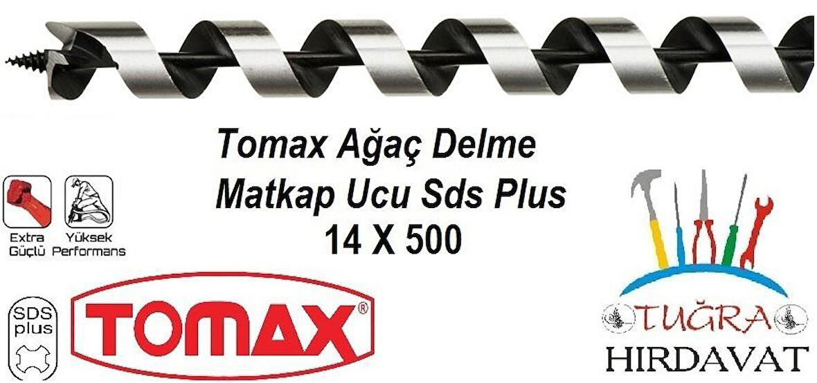 Tomax Sds Plus Ağaç Delme Ahşap Delme Matkap Ucu 14x500
