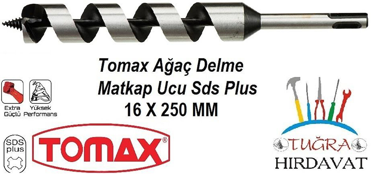 Tomax Sds Plus Ağaç Delme Ahşap Delme Matkap Ucu 16x250