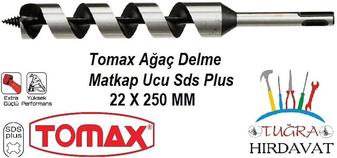 Tomax Sds Plus Ağaç Delme Ahşap Delme Matkap Ucu 22x250