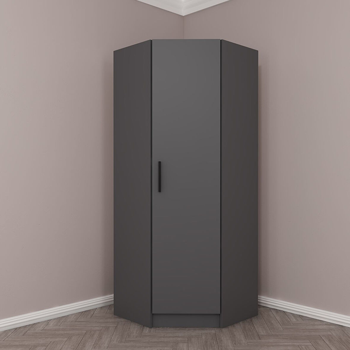 Kale Tek Kapaklı Köşe Zincir Dolap Antrasit - 210CM